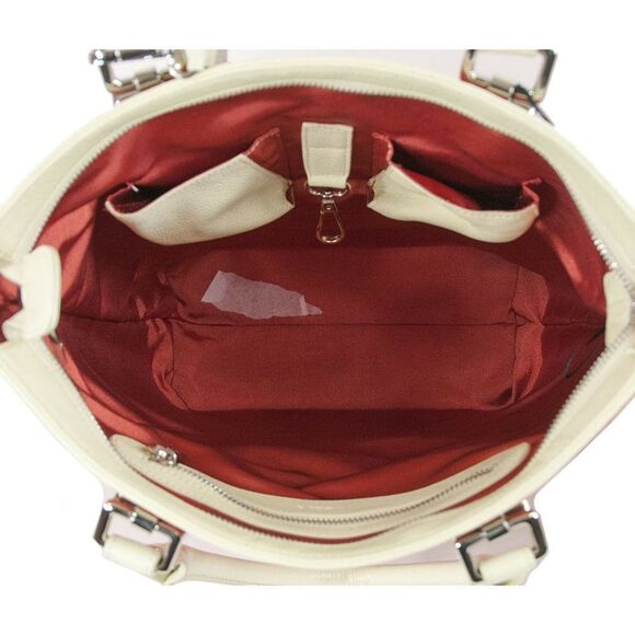 Treesje Orange Woven Leather Cream Tassel Large Organizer AWO-3032 Tote Bag - Picture 2 of 16